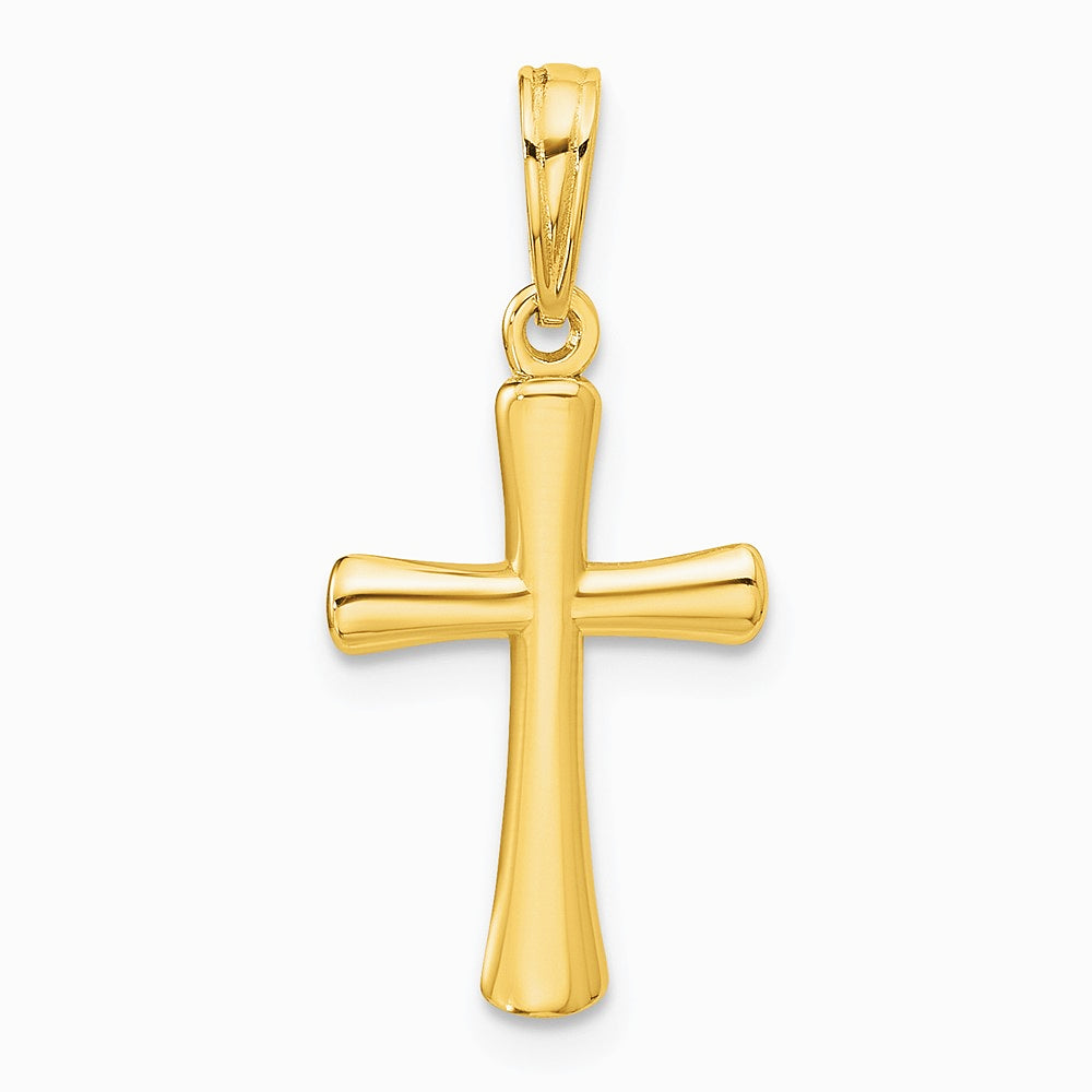 10K / 14K Yellow Gold Polished Beveled Cross w/ Round Tips Charm - Product Photo