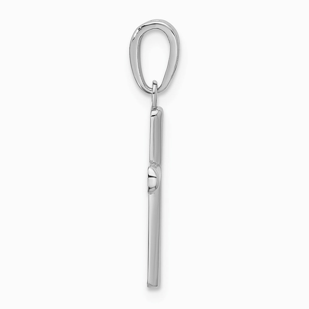 10K / 14K White Gold Polished Beveled Cross w/ Round Tips Charm - Product Photo