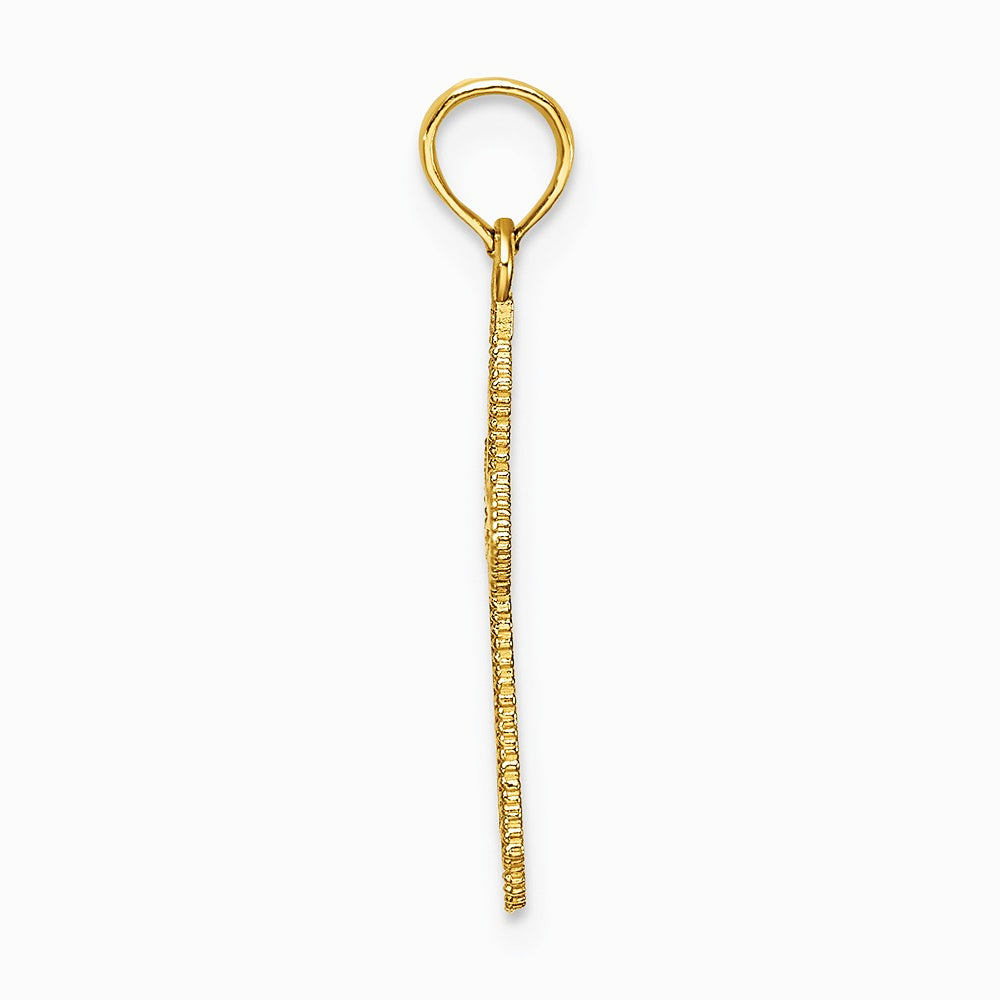 10K / 14K Yellow Gold Diamond-Cut w/ Beaded Edge Cross Charm - Product Photo