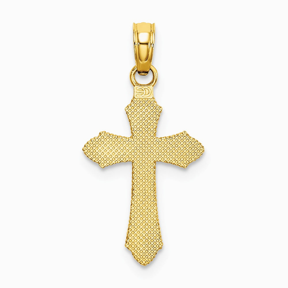 10K / 14K Yellow Gold Diamond-Cut w/ Beaded Edge Cross Charm - Product Photo