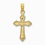10K / 14K Yellow Gold Diamond-Cut w/ Beaded Edge Cross Charm - Product Photo