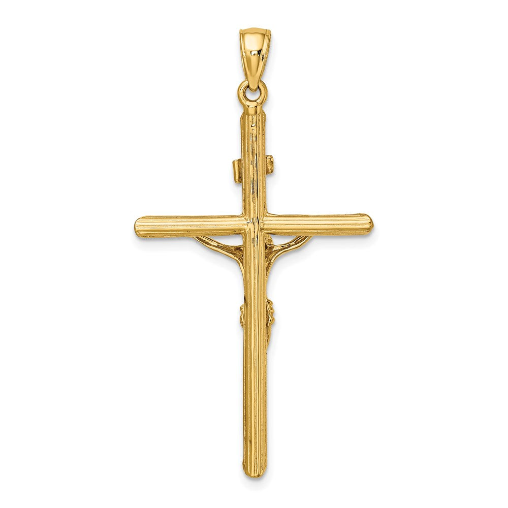 10K / 14K Yellow Gold Textured Crucifix Charm - Product Photo