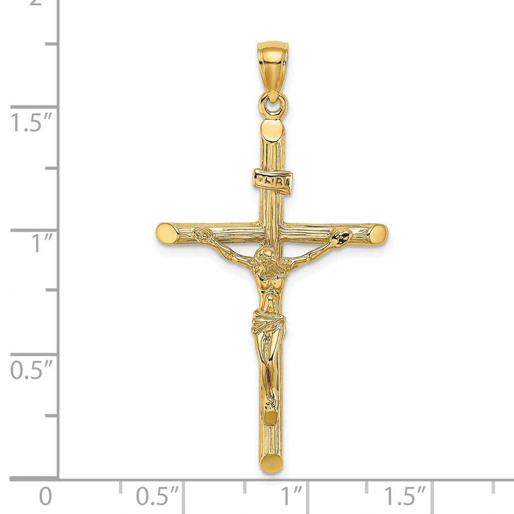 10K / 14K Yellow Gold Textured Crucifix Charm - Product Photo