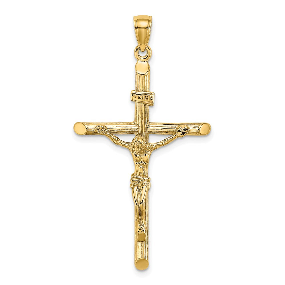 10K / 14K Yellow Gold Textured Crucifix Charm - Product Photo