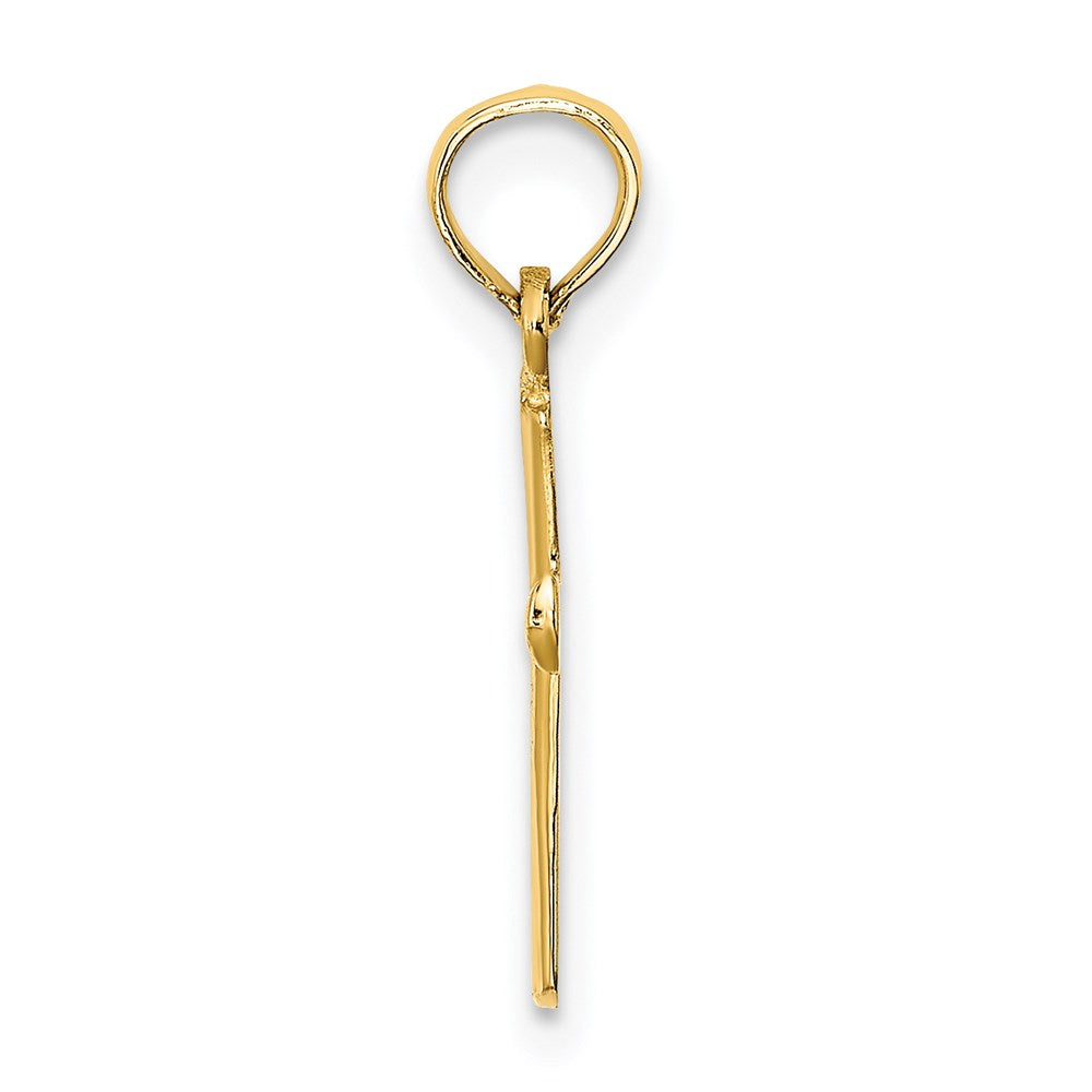 10K / 14K Yellow Gold Polished Beveled Cross w/ Round tips Charm - Product Photo