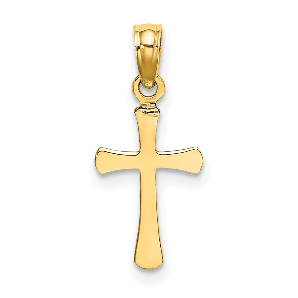 10K / 14K Yellow Gold Polished Beveled Cross w/ Round tips Charm - Product Photo