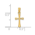 10K / 14K Yellow Gold Polished Beveled Cross w/ Round tips Charm - Product Photo