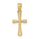 10K / 14K Yellow Gold Polished Beveled Cross w/ Round tips Charm - Product Photo