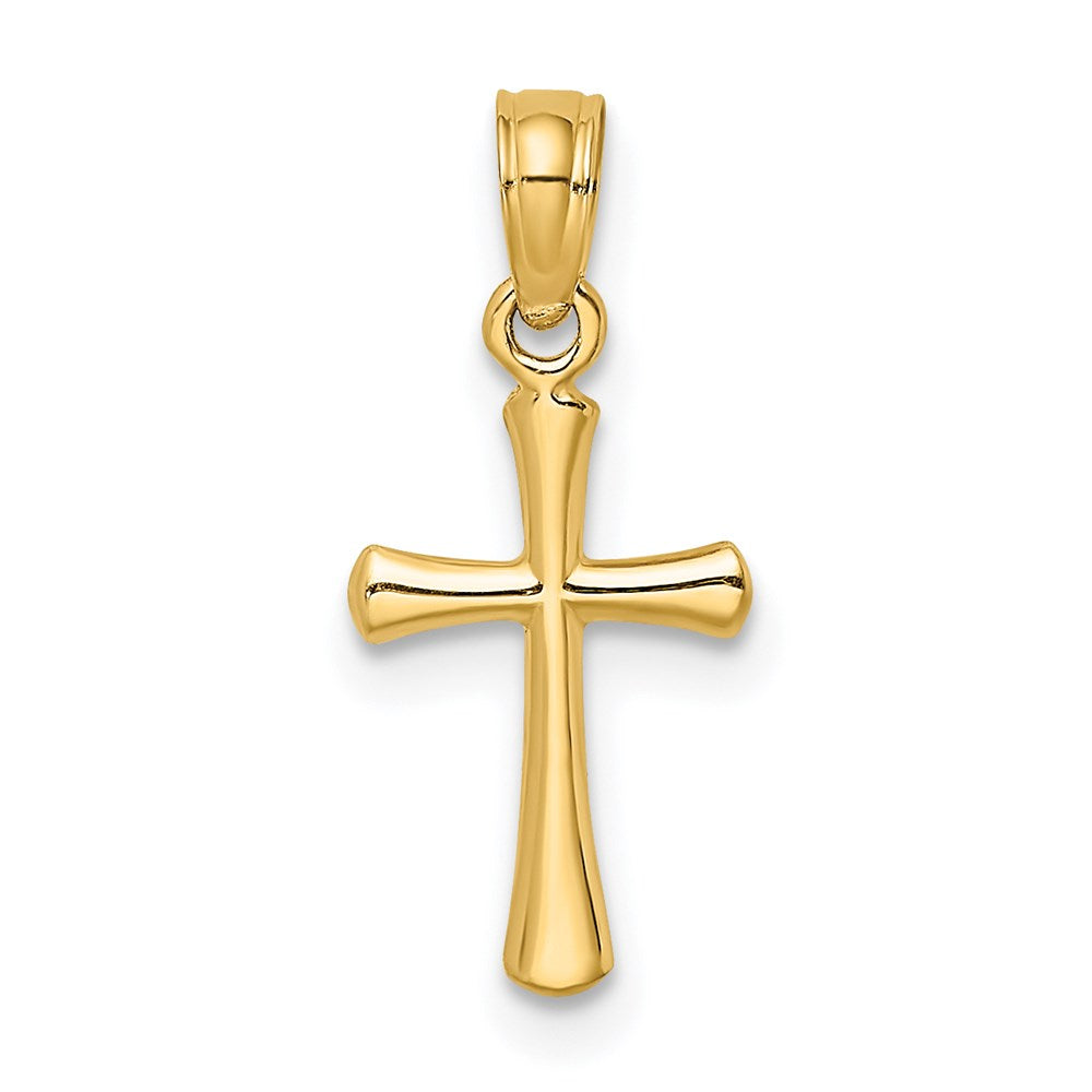 10K / 14K Yellow Gold Polished Beveled Cross w/ Round tips Charm - Product Photo