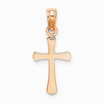 10K / 14K Rose Gold Polished Beveled Cross w/ Round tips Charm - Product Photo