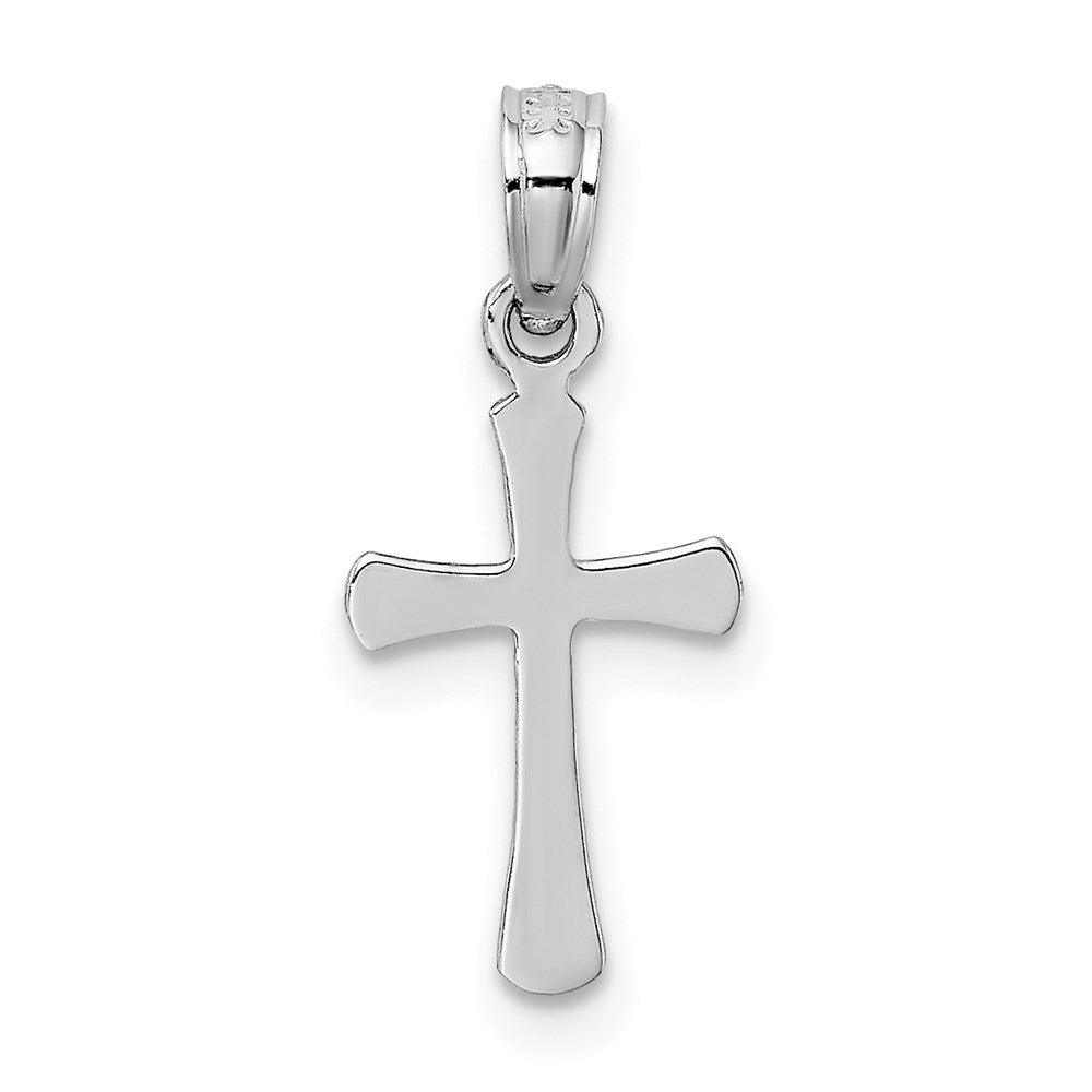 10K / 14K White Gold Polished Beveled Cross w/ Round tips Charm - Product Photo