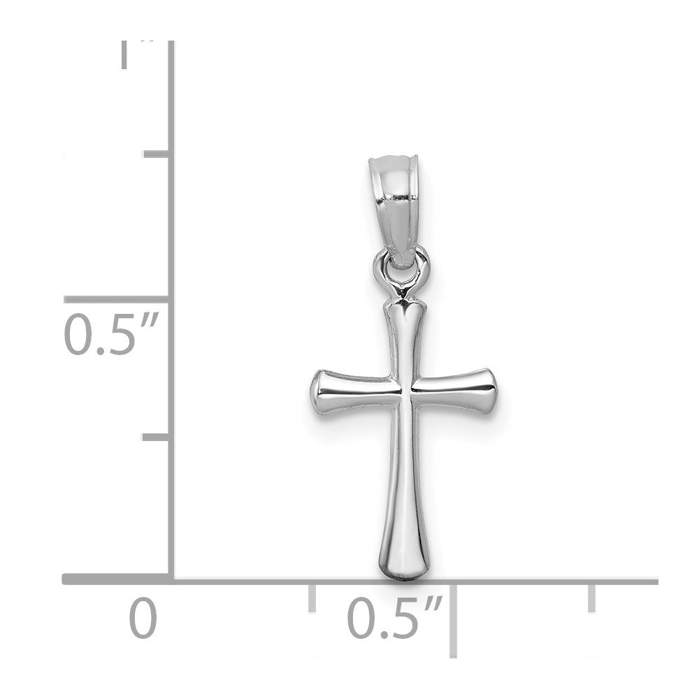 10K / 14K White Gold Polished Beveled Cross w/ Round tips Charm - Product Photo