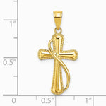 10K / 14K Yellow Gold Cross With Drape Charm - Product Photo