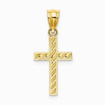 10K / 14K Yellow Gold Beaded and Polished Cross Charm - Product Photo