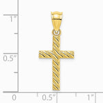 10K / 14K Yellow Gold Beaded and Polished Cross Charm - Product Photo