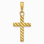 10K / 14K Yellow Gold Beaded and Polished Cross Charm - Product Photo