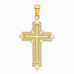 10K / 14K Yellow Gold w/ Lace Border Cross Charm - Product Photo