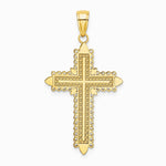 10K / 14K Yellow Gold w/ Lace Border Cross Charm - Product Photo