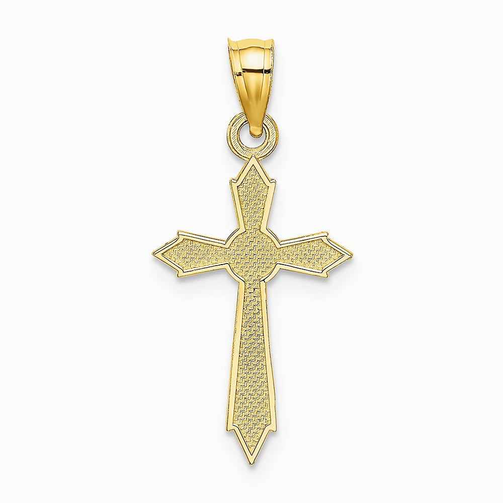 10K / 14K Yellow Gold w/ Engraved Edges Cross Charm - Product Photo