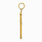10K / 14K Yellow Gold Textured Leaves On Edges Cross Charm - Product Photo