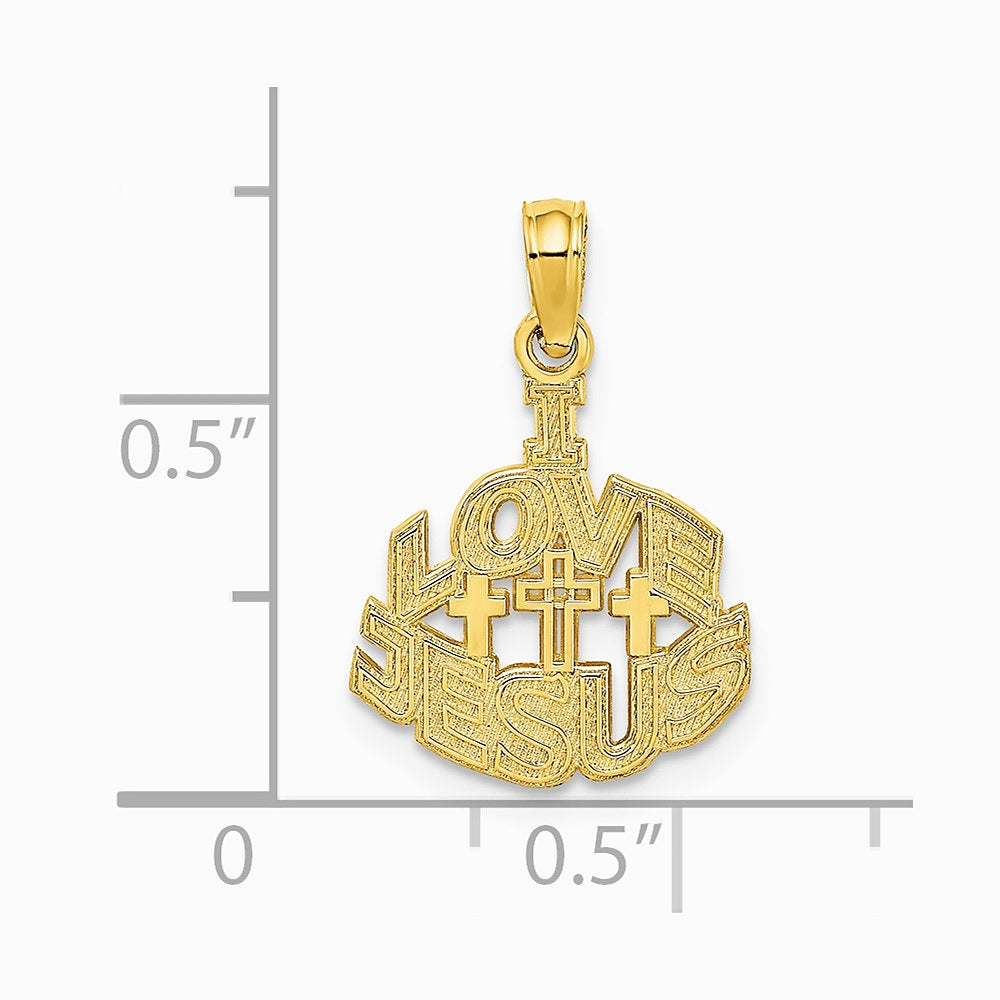 14K Yellow Gold I LOVE JESUS Cross Charm - Product Photo
