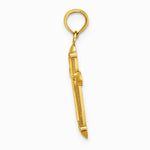 10K / 14K Yellow Gold Polished w/ Scroll Design Cross Charm - Product Photo