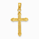 10K / 14K Yellow Gold Polished w/ Scroll Design Cross Charm - Product Photo