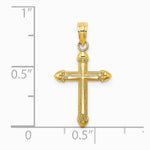 10K / 14K Yellow Gold Polished w/ Scroll Design Cross Charm - Product Photo