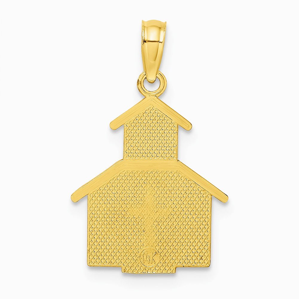 10K / 14K Yellow Gold Church w/ Cross On Door Charm - Product Photo
