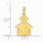 10K / 14K Yellow Gold Church w/ Cross On Door Charm - Product Photo