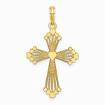 10K / 14K Yellow Gold Cross w/ Heart Center Charm - Product Photo