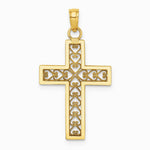 10K / 14K Yellow Gold Diamond-Cut Filigree Cross Pendant - Product Photo