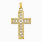 10K / 14K Yellow Gold Diamond-Cut Filigree Cross Pendant - Product Photo
