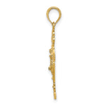 10K / 14K Yellow Gold Diamond-Cut Crucifix W /Fancy Tips Charm - Product Photo