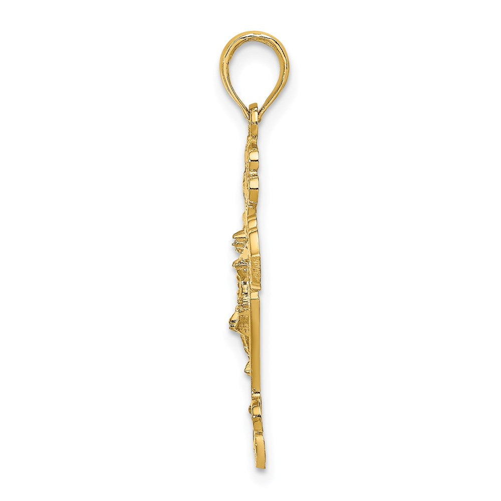 10K / 14K Yellow Gold Diamond-Cut Crucifix W /Fancy Tips Charm - Product Photo