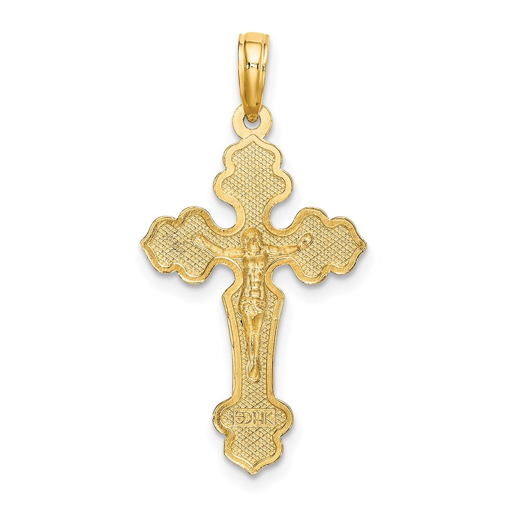 10K / 14K Yellow Gold Diamond-Cut Crucifix W /Fancy Tips Charm - Product Photo