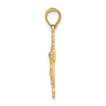 10K / 14K Yellow Gold W/ Textured Scalloped Edge Crucifix Charm - Product Photo