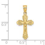 10K / 14K Yellow Gold W/ Textured Scalloped Edge Crucifix Charm - Product Photo