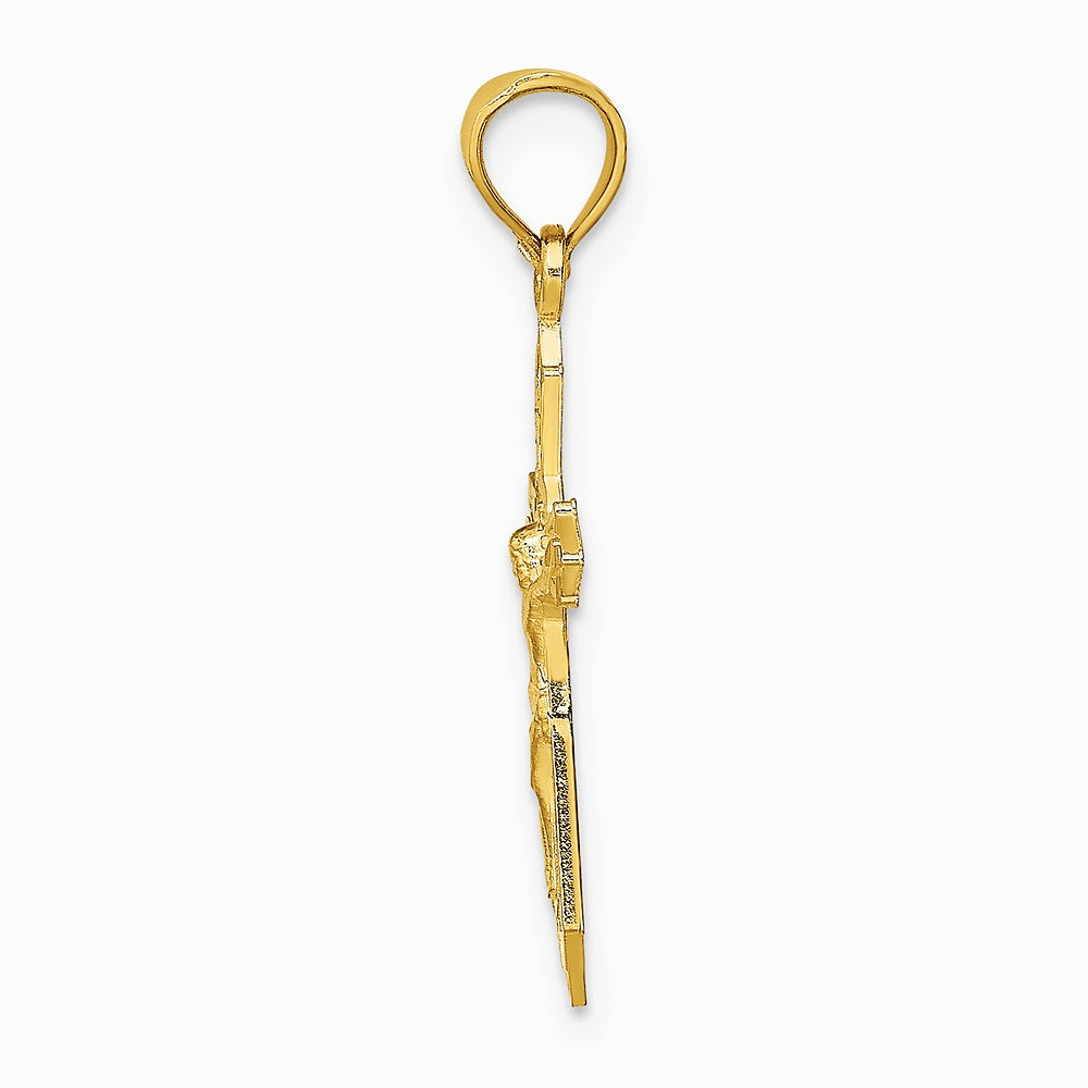 10K / 14K Yellow Gold W/ Arrow Pointed Ends Crucifix Charm - Product Photo