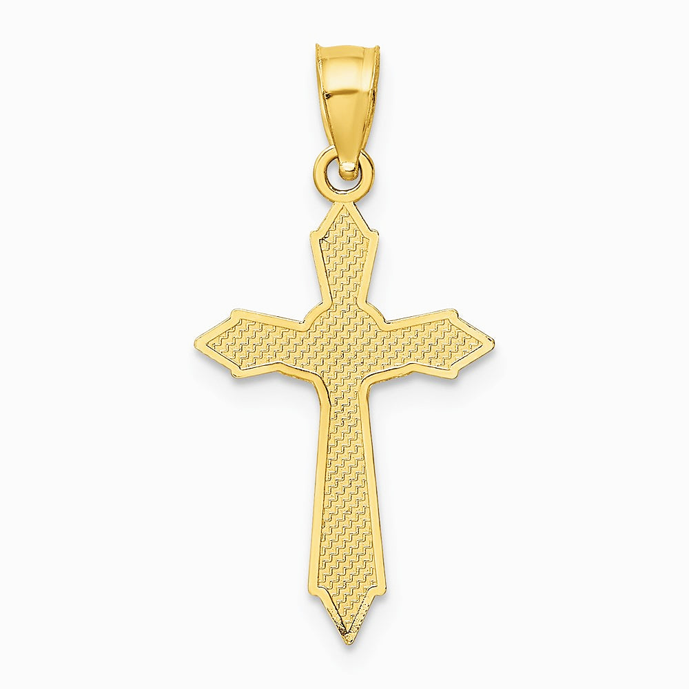 10K / 14K Yellow Gold W/ Arrow Pointed Ends Crucifix Charm - Product Photo