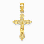 10K / 14K Yellow Gold W/ Arrow Pointed Ends Crucifix Charm - Product Photo