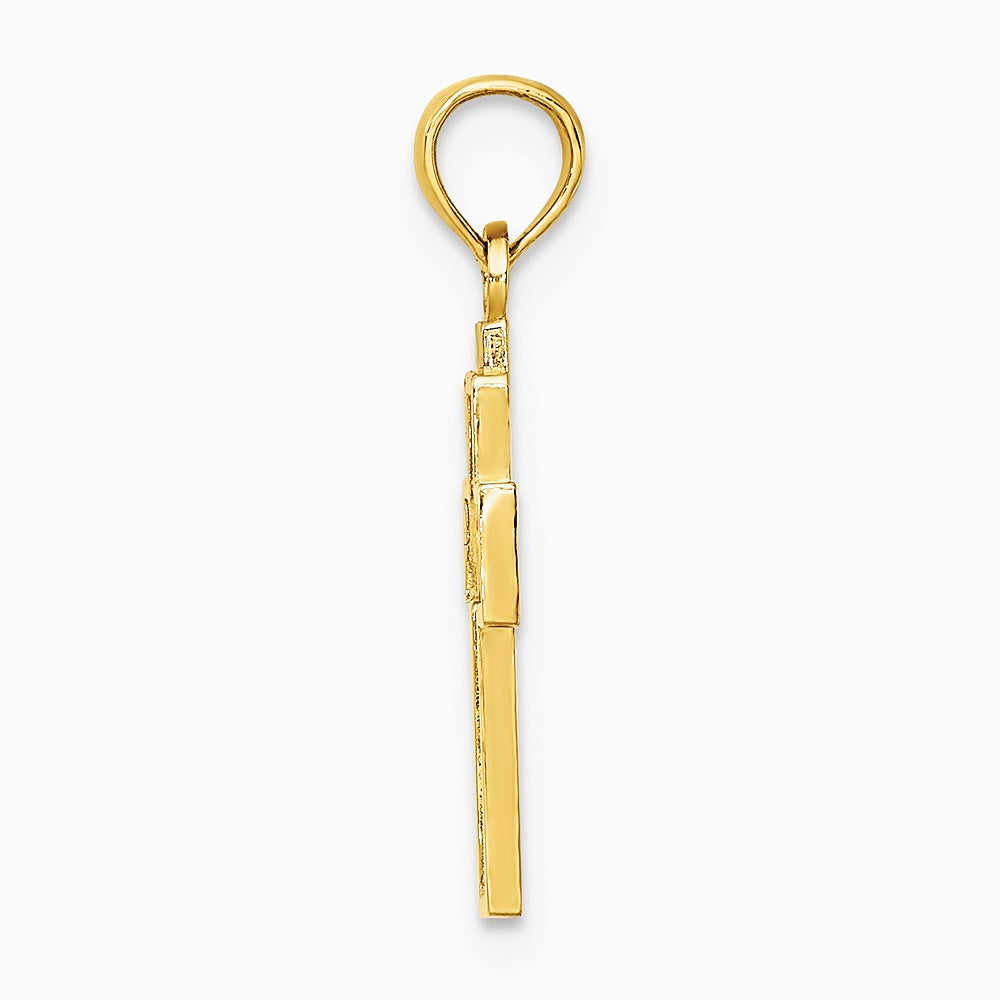 10K / 14K Yellow Gold Cut-Out Heart Design Cross Charm - Product Photo