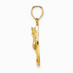 14K Yellow Gold Horse Head In Horseshoe w/ Enameled Charm - Product Photo