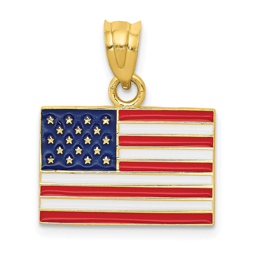 14k Enameled United States Flag Pendant - Product Photo