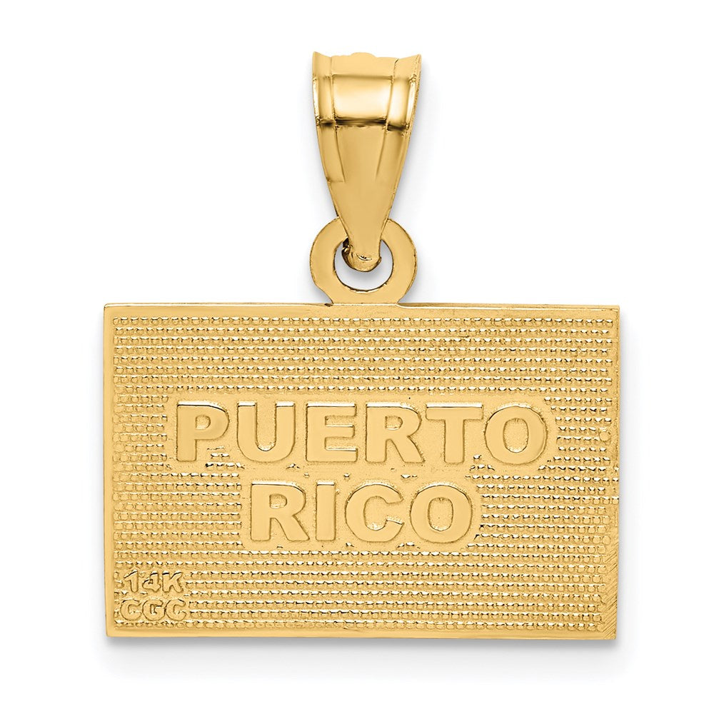 14k Solid Enameled Puerto Rico Flag Pendant - Product Photo