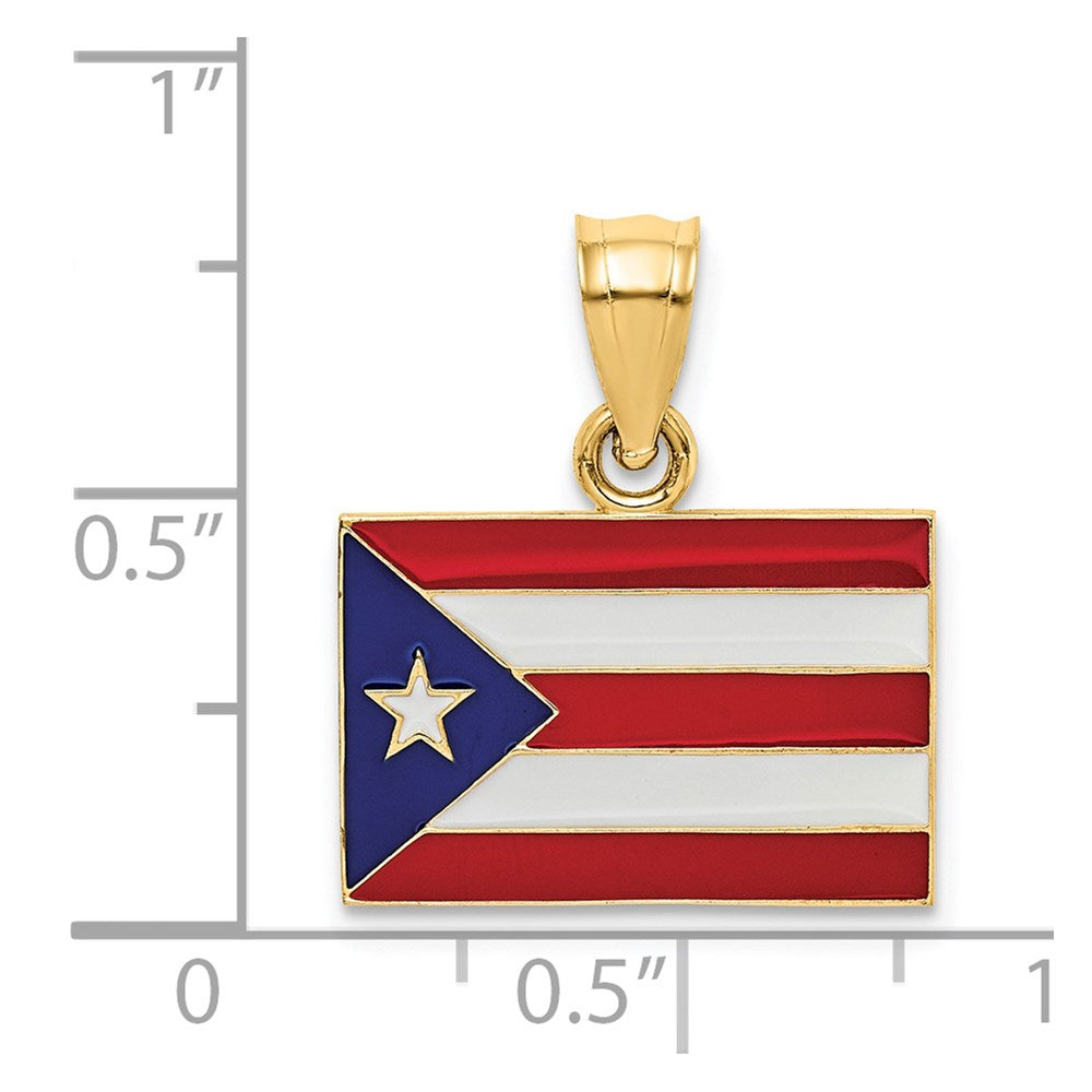 14k Solid Enameled Puerto Rico Flag Pendant - Product Photo