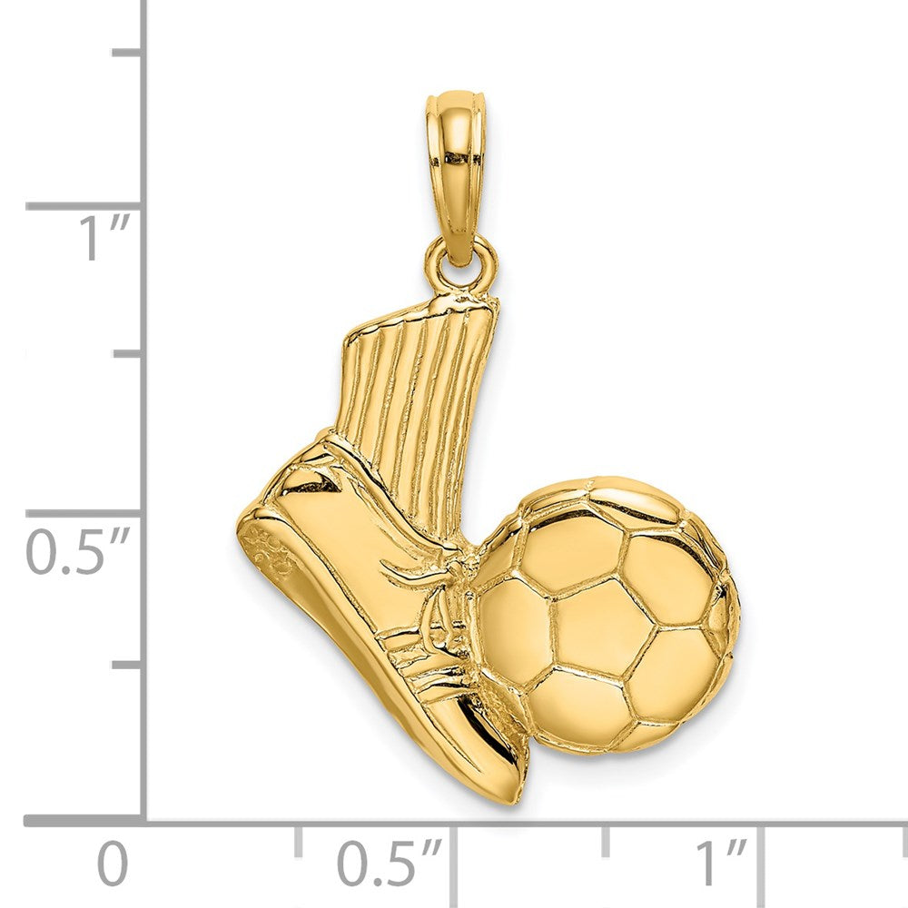 14K 2-D Soccer Shoe Kicking Ball Charm - Product Photo