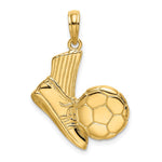 14K 2-D Soccer Shoe Kicking Ball Charm - Product Photo
