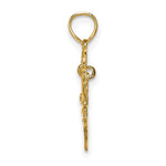 14K Yellow Gold Polished MOM Dangle in Fancy Heart Pendant - Product Photo