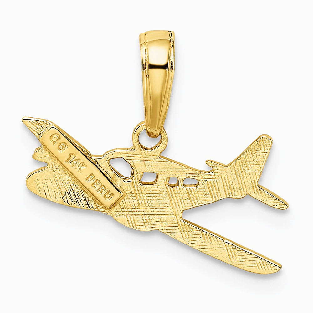 10K / 14K Yellow Gold Cessna Plane Pendant - Product Photo